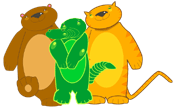 Bear, Alligator, Cat